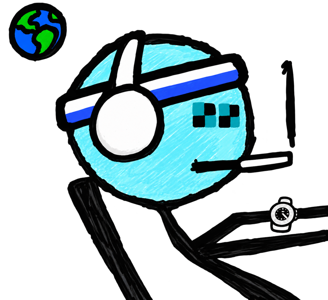 Ink mfer #1 — green balaclava, aviators, cigarette