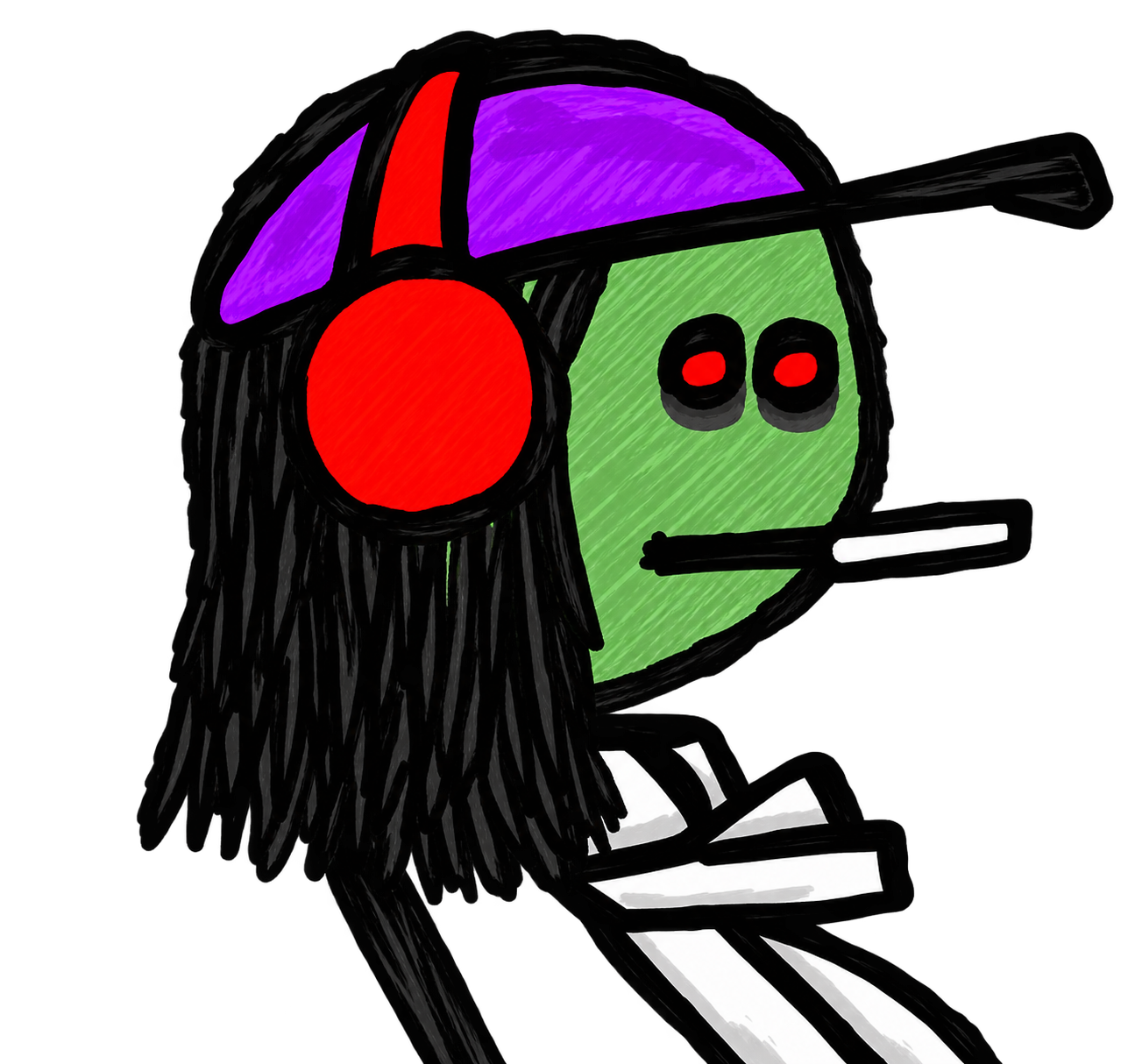 Ink mfer #2 — globe headphones, checkered patch