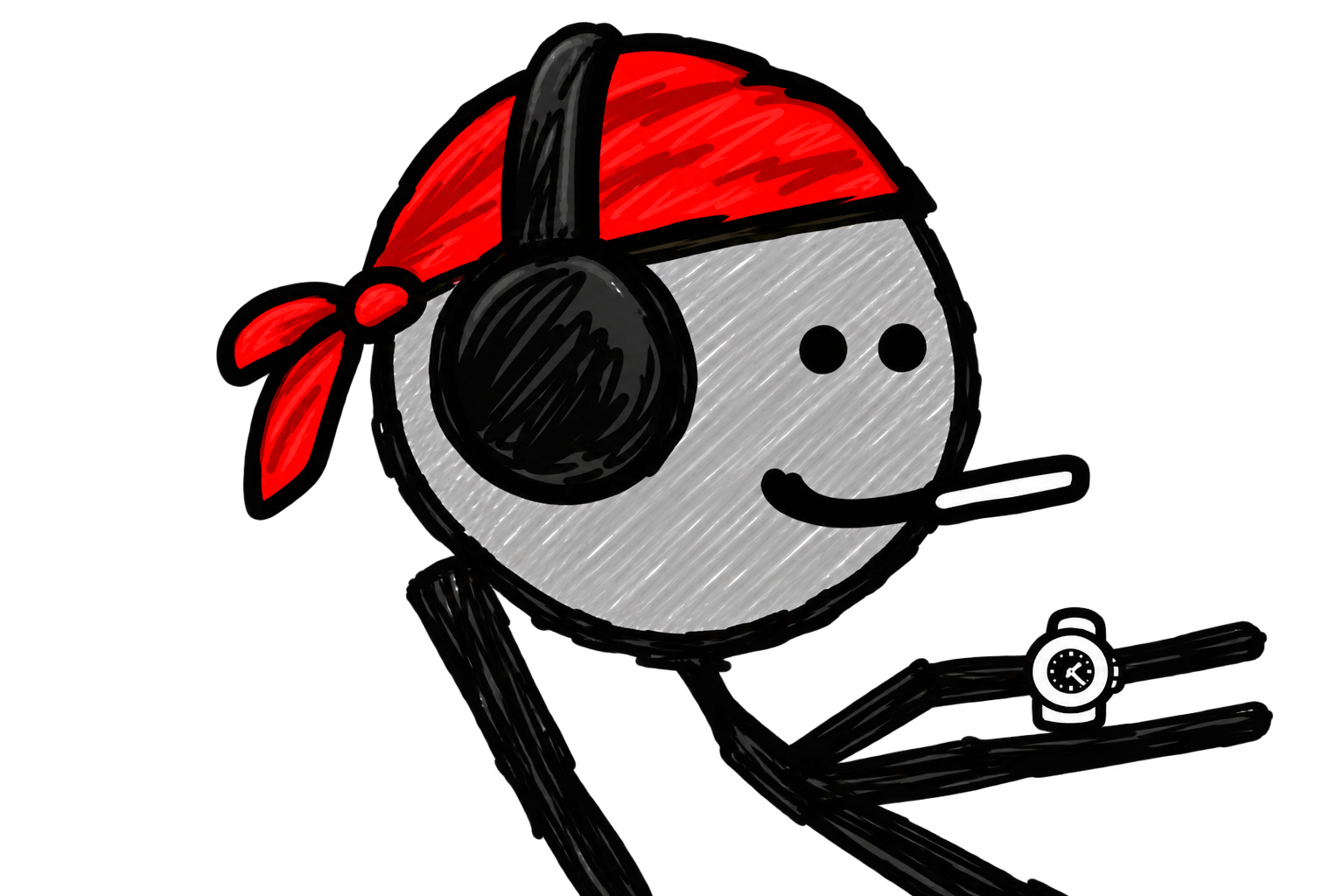 Ink mfer #8 — long hair, red headphones, purple cap